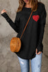 Black Heart Shape Glitter Pattern Print Long Sleeve Top